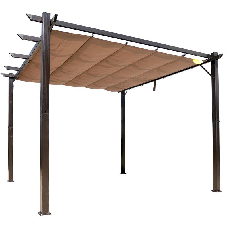 Outsunny Pergola with Retractable Shade Canopy, Aluminum