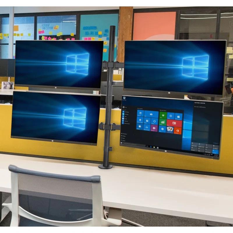 Mount-it Mount-It Quad Monitor Stand | Height Adjustable Standing 4 Screen Mount Fits Monitors Up to 32 in.