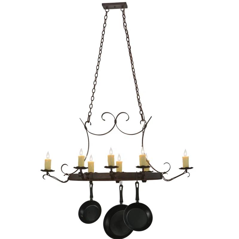 Handforged Oval Metal Handcrafted Oval Chandelier Pot Rack
