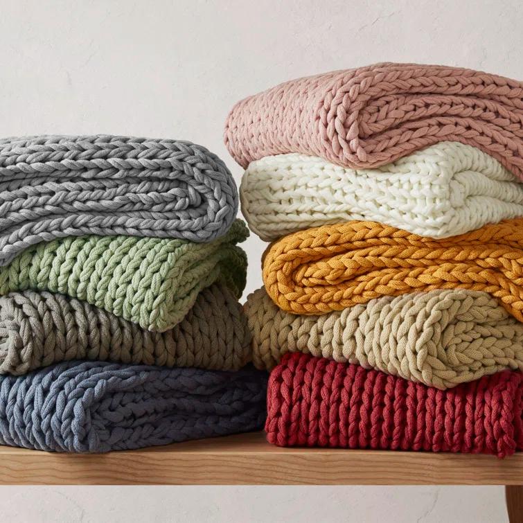 Kelly Clarkson Home Madison Hand Made Chunky Double Knit Throw Blanket