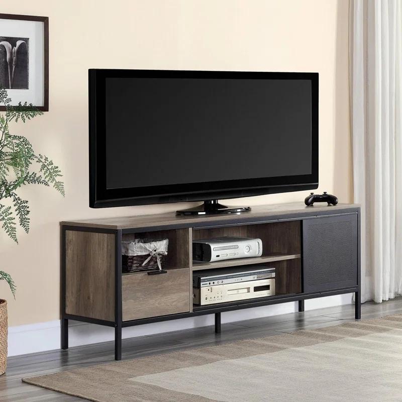 Loon Peak® Genivee 1-Drawer Rectangular TV Stand in Rustic Oak/Black | Wayfair