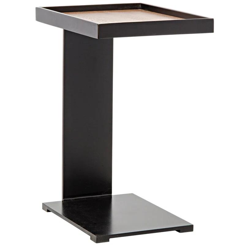 Noir Ledge Solid Wood Tray Top End Table