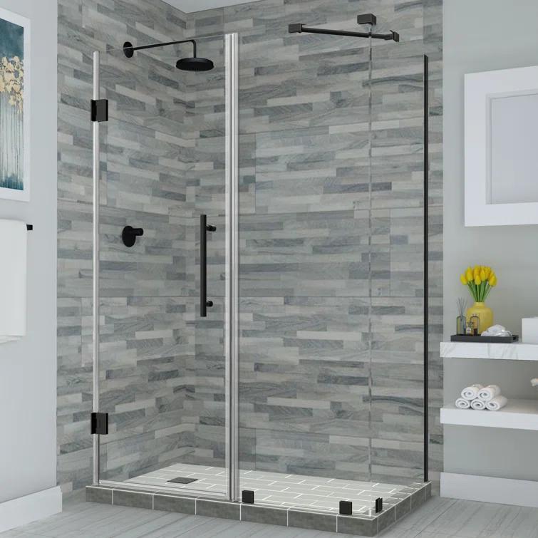 Aston Bromley Frameless 43.25" x 72" Rectangle Hinged Shower Enclosure SEN967EZ-MB-432930-10