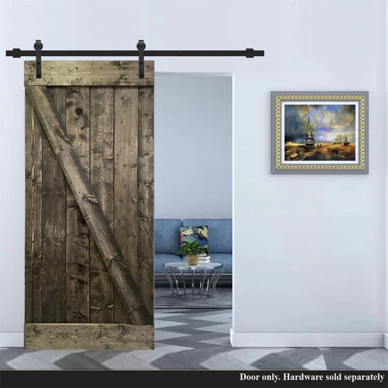 Calhome 84'' Solid Wood Paneled Painted Barn Door