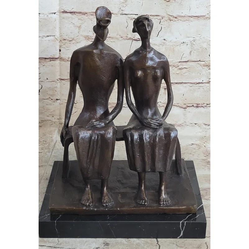 Red Barrel Studio® King And Queen By Henry Moore Abstract Surreal Man  Woman On Bench Statue Sculpture 12 Inches X 9 Inches