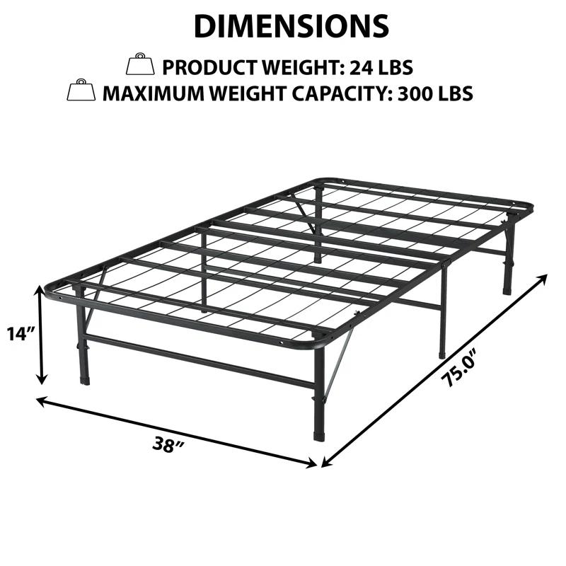 Alwyn Home Muscoy 14" Foldable Steel Bed Frame, No Box Spring Needed, Underbed Storage , Easy Assembly
