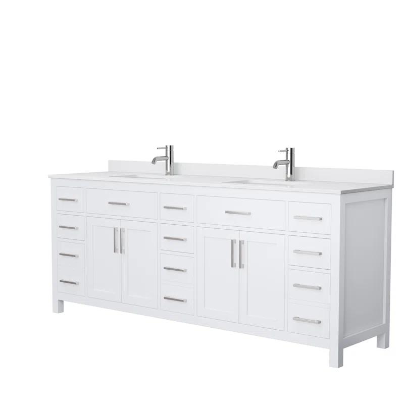 Beckett 84" Freestanding Double Bathroom Vanity with Cultured Marble Top