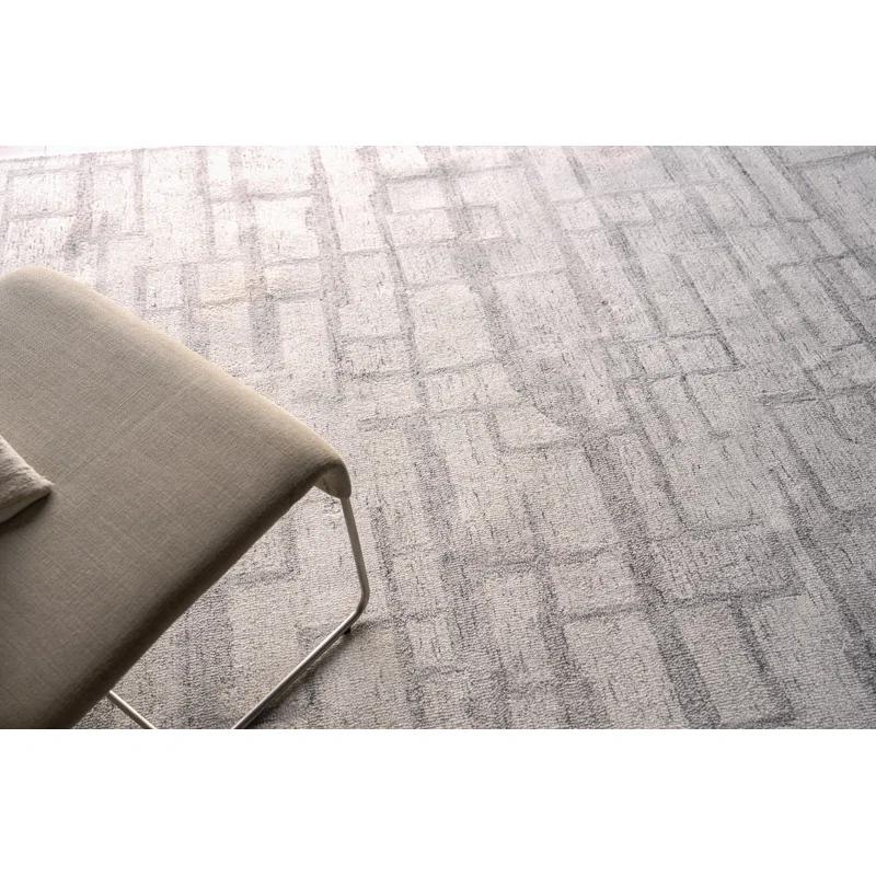 Exquisite Rugs Naturals Handmade Hand-Tufted New Zealand Wool On Canvas Ivory/Gray Area Rug