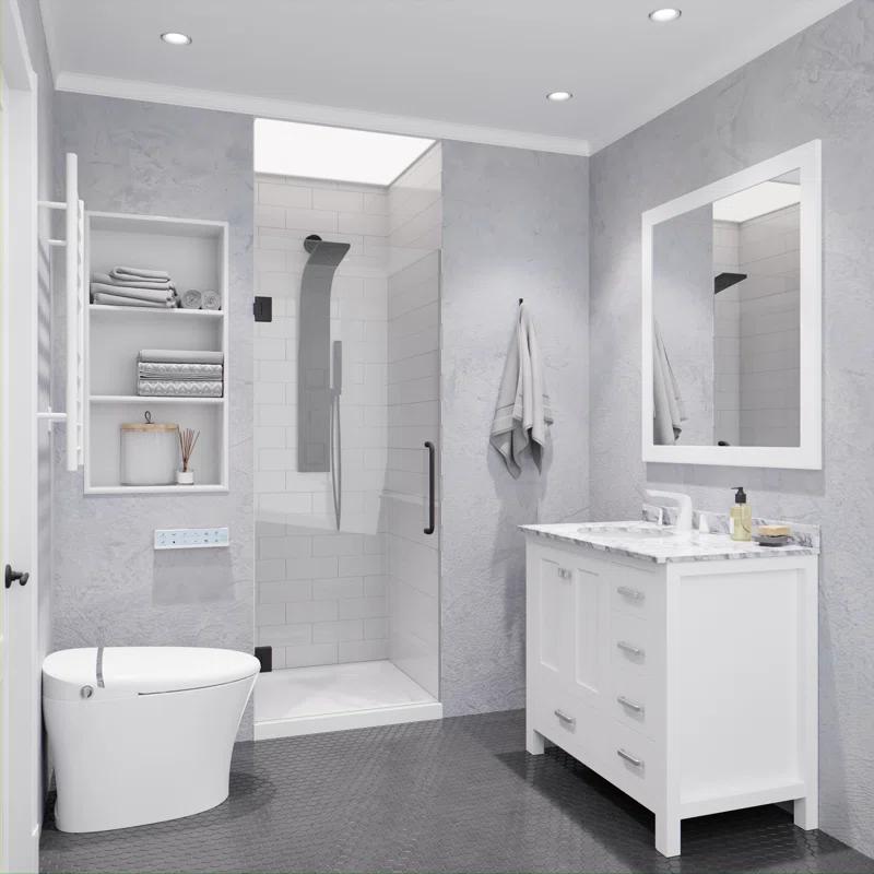 ANZZI SD-AZ09-02GB ANZZI Passion Series 30 In. X 72 In. Frameless Hinged Shower Door With Stainless Steel Handle In Gunmetal