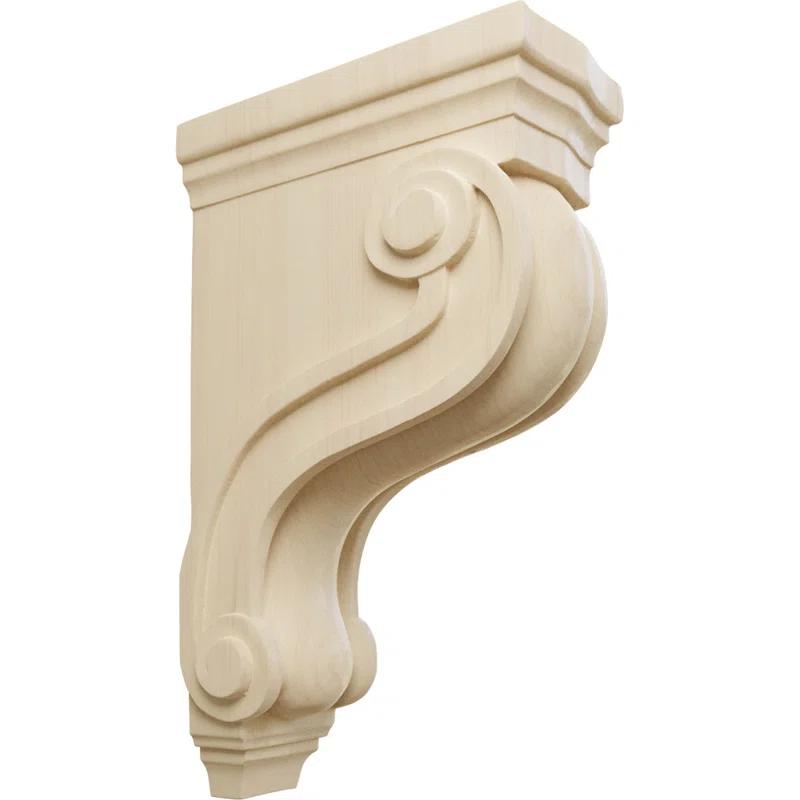 Ekena Millwork 3 7/8"W x 8"D x 13"H Boston Traditional Scroll Corbel, Rubberwood