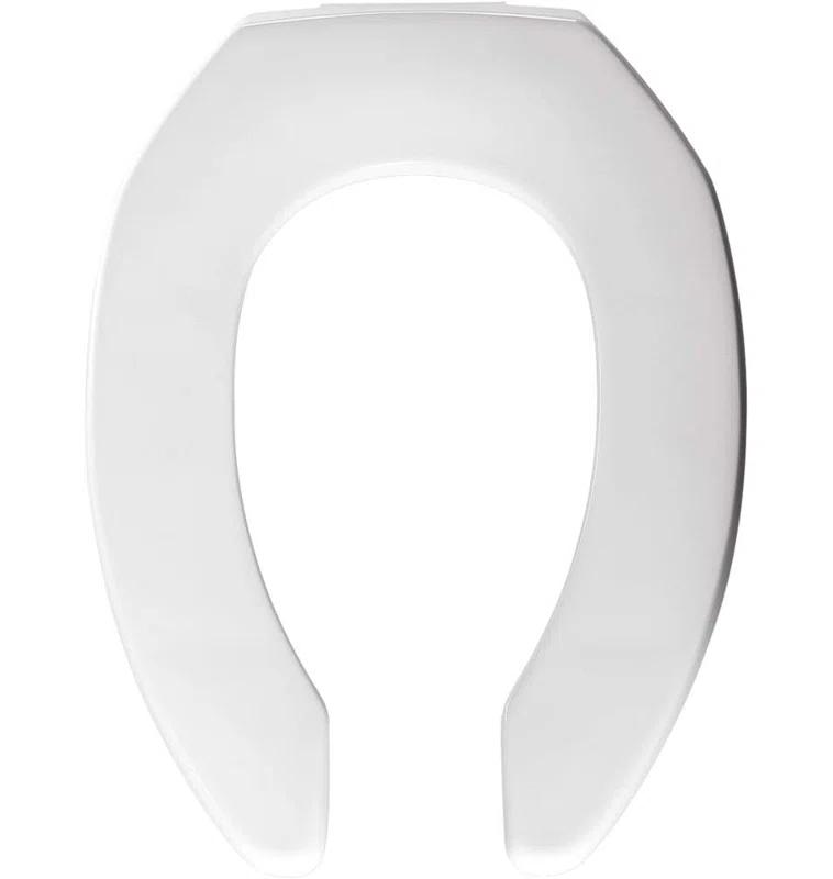 2155CT Commercial Heavy Duty Open Front Toilet Seat, No Lid, Never Loosen, ELONGATED, Plastic, White