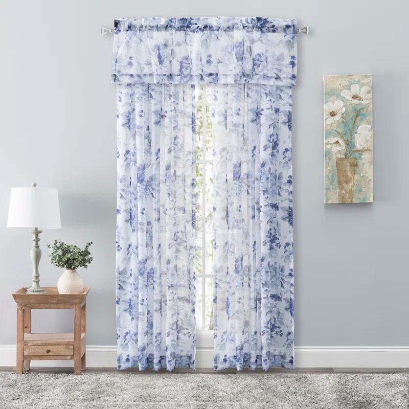 Ophelia & Co. Bremen Elegant Water-Color Floral Semi-Sheer Single Curtain Panel
