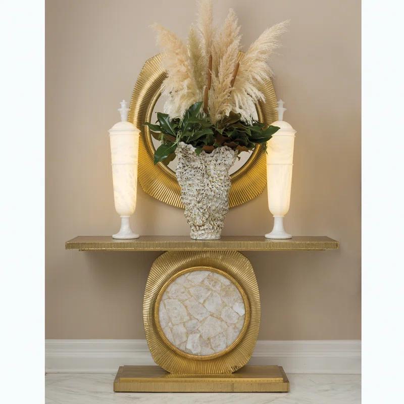 Studio A Home Opera Fluted Console-Brass w/Quartz Insert