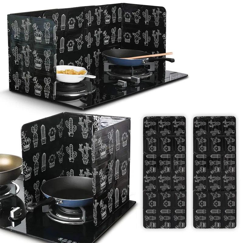 Cheer Collection Foldable Aluminum Oil Splatter Guard Plates (Black) (Set of 2)