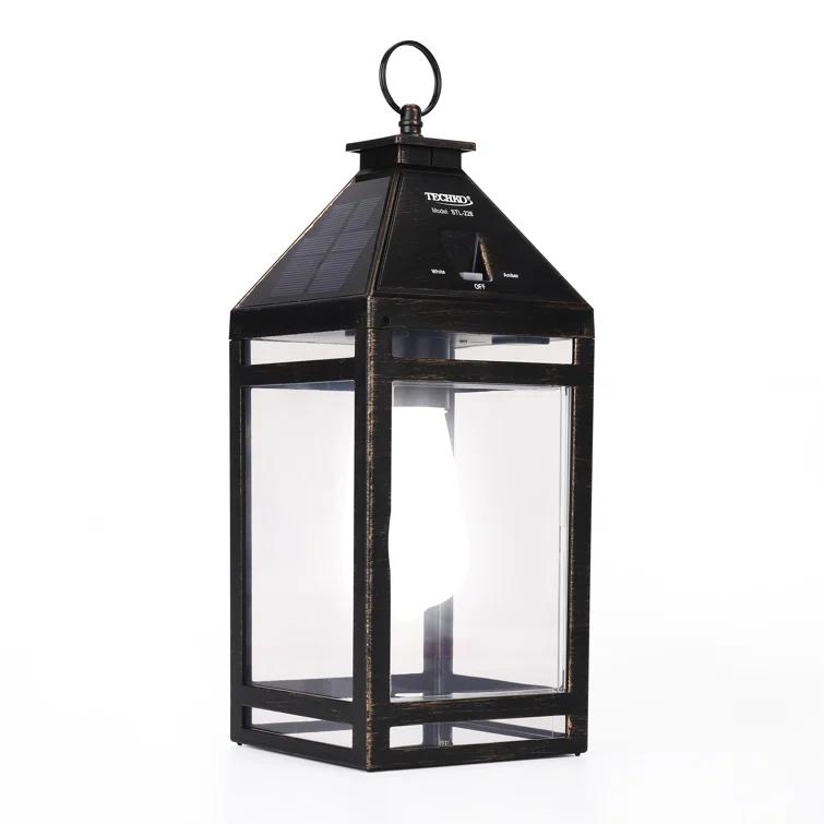 Techko 12.88 Outdoor Vintage Solar LED Lantern with Auto Dawn-to-Dusk Sensor