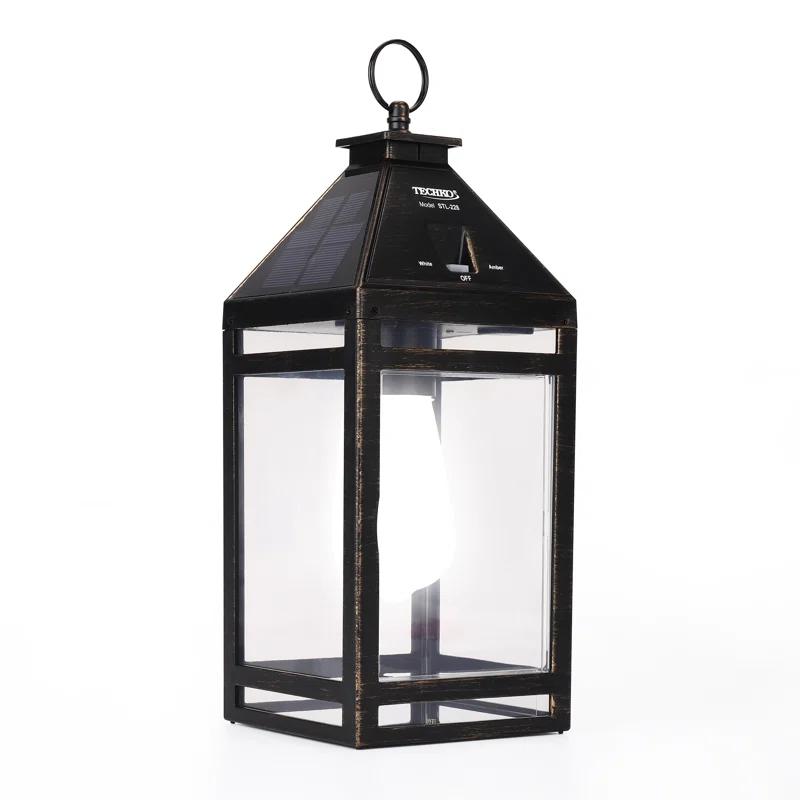 Techko 12.88 Outdoor Vintage Solar LED Lantern with Auto Dawn-to-Dusk Sensor