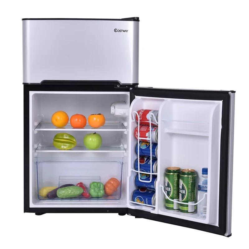 Costway Costway 3.2 Cubic Feet Portable Freestanding Mini Fridge with Freezer