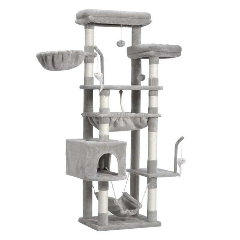 63" Cat Tree For Large Breeds - Spacious Platforms, Hammock, Sisal Scratching Posts & Cat Condo, Indoor Use