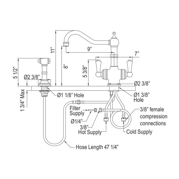 Perrin & Rowe Edwardian™ Hot and Cold Water Dispensers with Accessories U.1570LS-EG-2