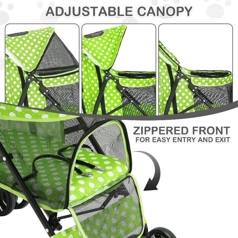 Magshion Pet Stoller Dog Cat Stoller Comfortable Lightweight Stroller With Adjustable Canopy