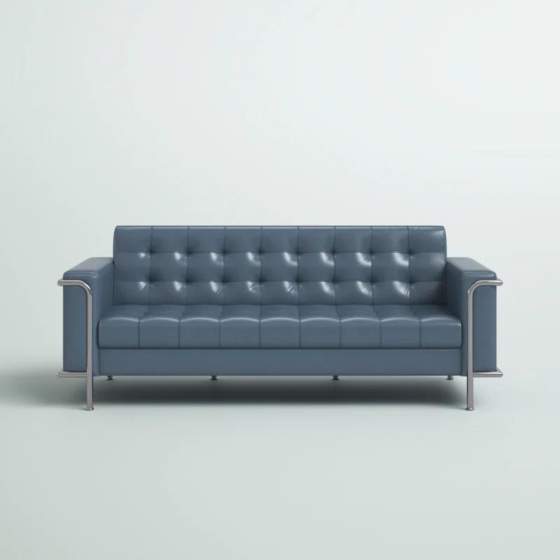 Inbox Zero HERCULES Lesley Series Contemporary LeatherSoft Double Stitch Detail Sofa with Encasing Frame