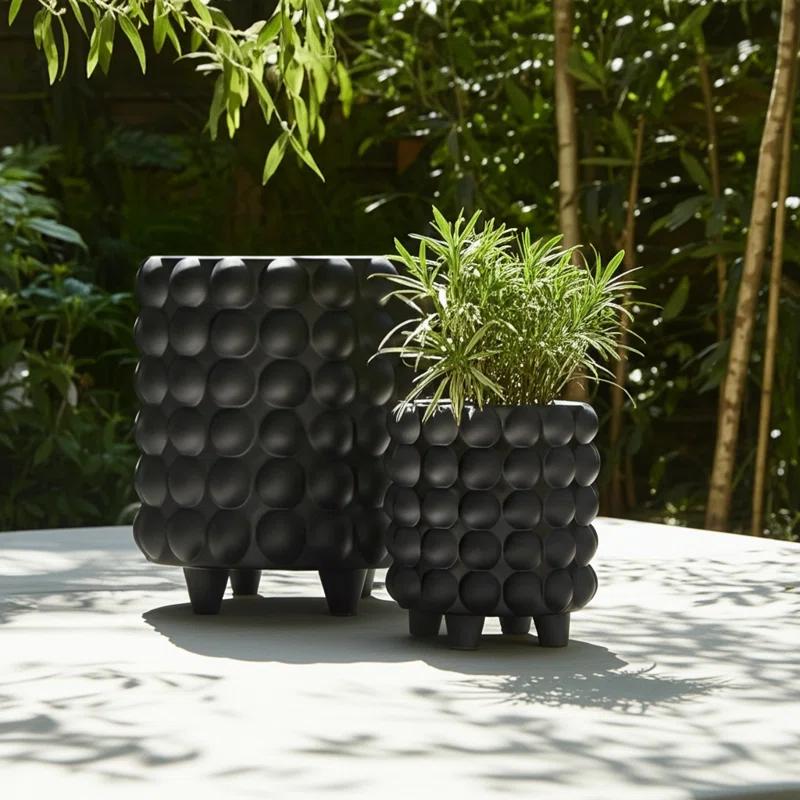 Joss & Main Ceramic Footed Planter Set of 2 Indoor and Outdoor & Reviews | Joss & Main