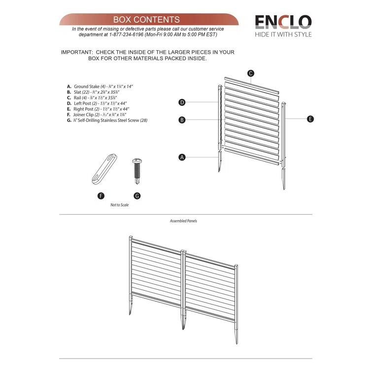 Enclo 44in H x 36in W (2 Panels) No Dig Enclo Waverly Vinyl Privacy Screen, Outdoor Privacy Screen Panels, Trash Can Enclosure, Air Conditioner & Pool Equipment Enclosure