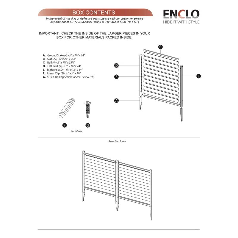 Enclo 44in H x 36in W (2 Panels) No Dig Enclo Waverly Vinyl Privacy Screen, Outdoor Privacy Screen Panels, Trash Can Enclosure, Air Conditioner & Pool Equipment Enclosure