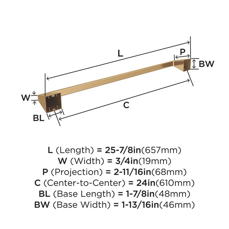 Amerock Blackrock Wall Mounted Towel Bar BH36004CZ