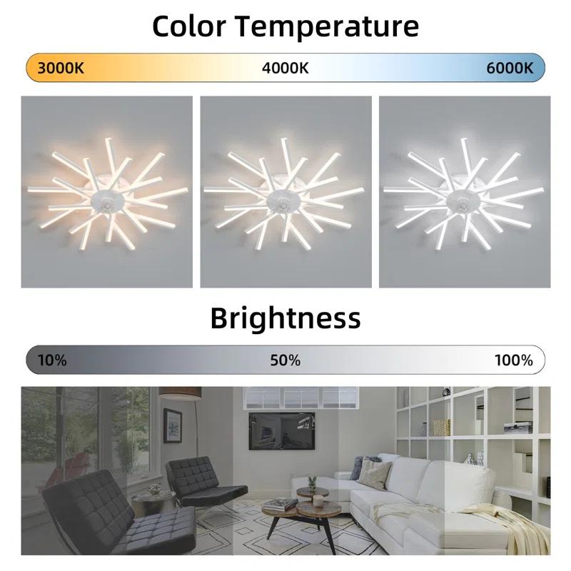 Orren Ellis 36'' 5 - Blade Dimmable LED Ceiling Fan with Remote Control and APP