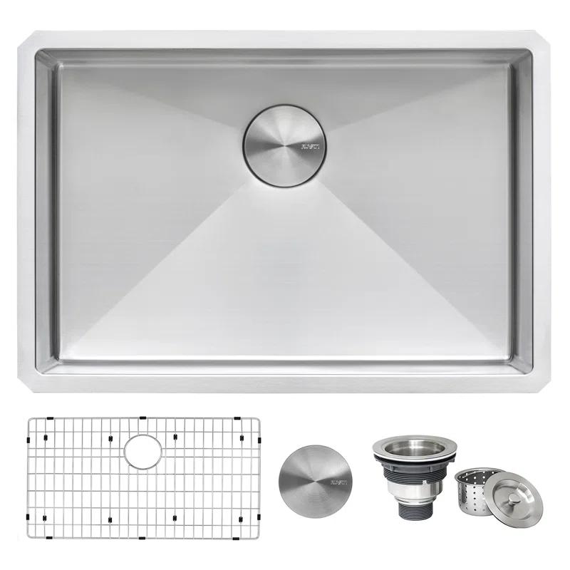 Ruvati RVH7250 Ruvati 28-inch Undermount 16 Gauge Stainless Steel Kitchen Sink Rounded Corners Single Bowl