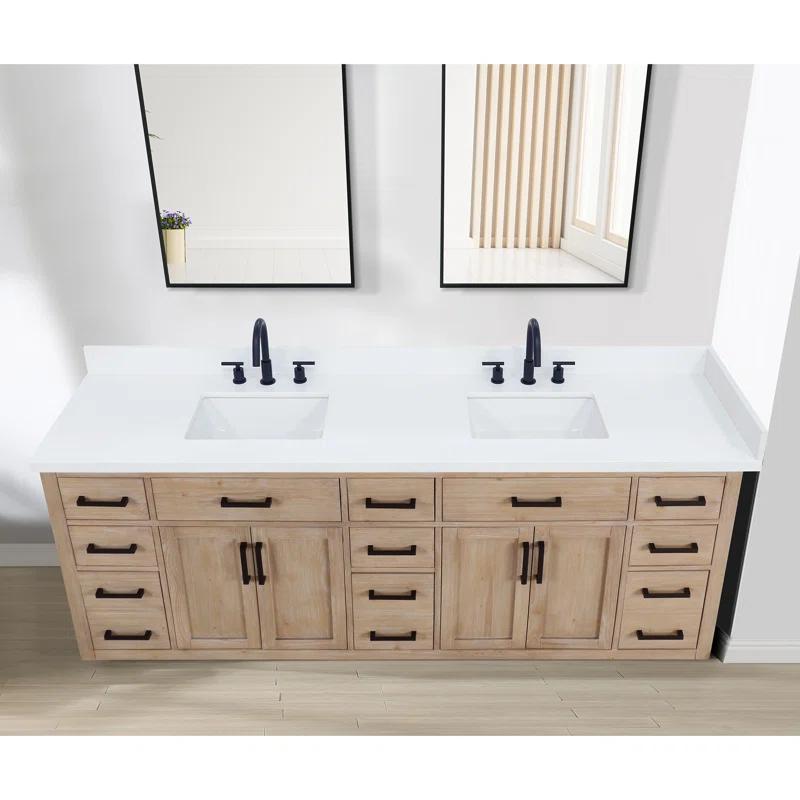 Altair Caorle 84" Resin Double Vanity Top with Sink and 6 Faucet Holes