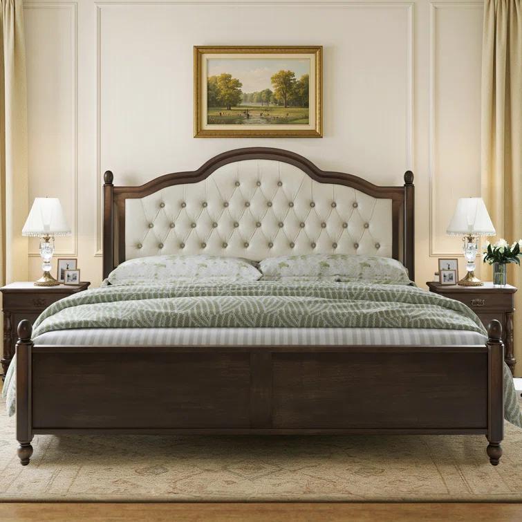 Lark Manor™ Amilio Queen Size Upholstered Bed Solid Wood Platform