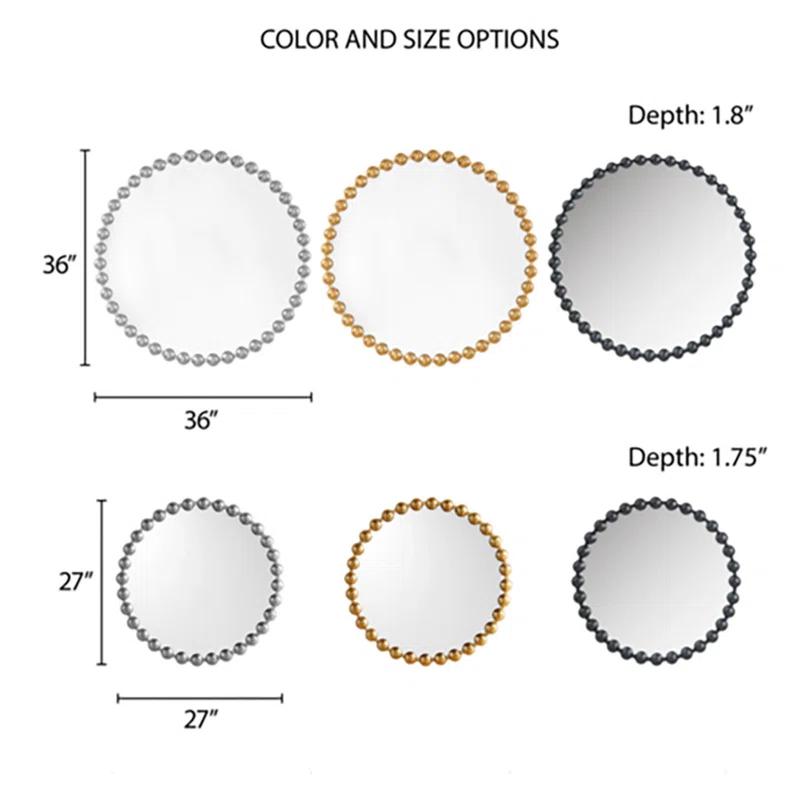 Marlowe Beaded Round Metal Wall Mirror