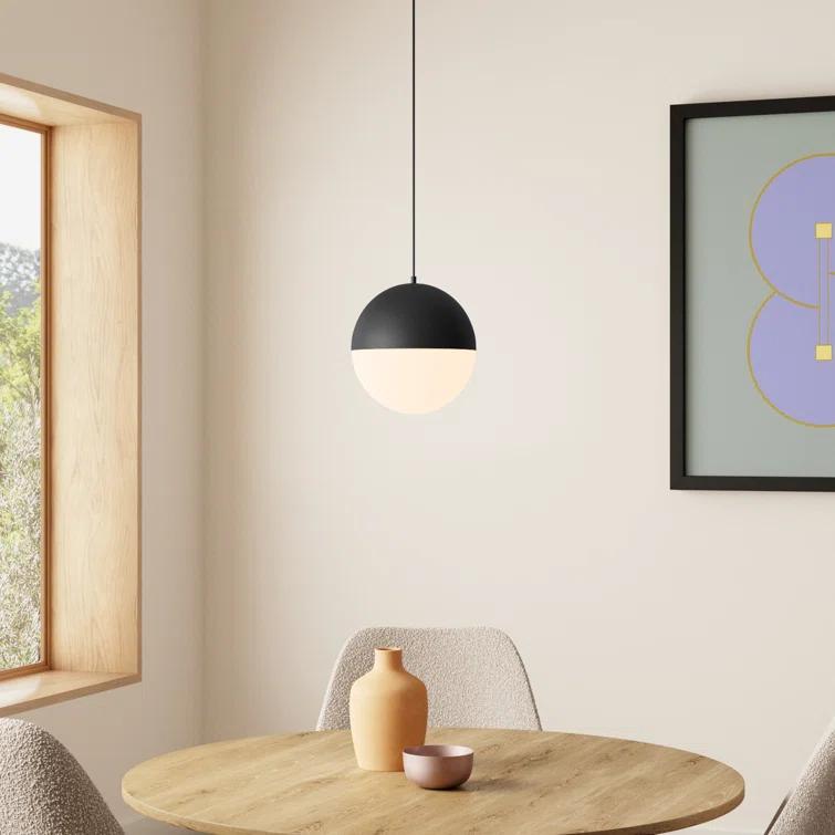 Hastings Single Light Glass Steel Dimmable Pendant