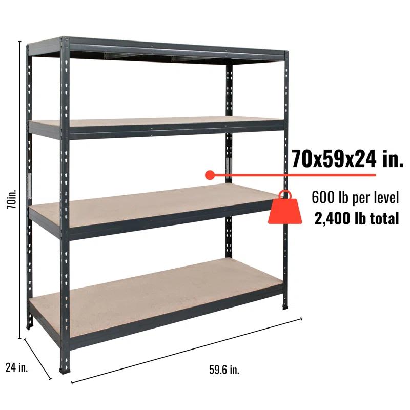 AR SHELVING AR Shelving Heavy Duty 4-Tier Powder-Coated Steel Garage Storage Shelving Unit in Matte Dark Gray, HDF Racks (59.4 in. W x 71 in. H x 24 in. D)