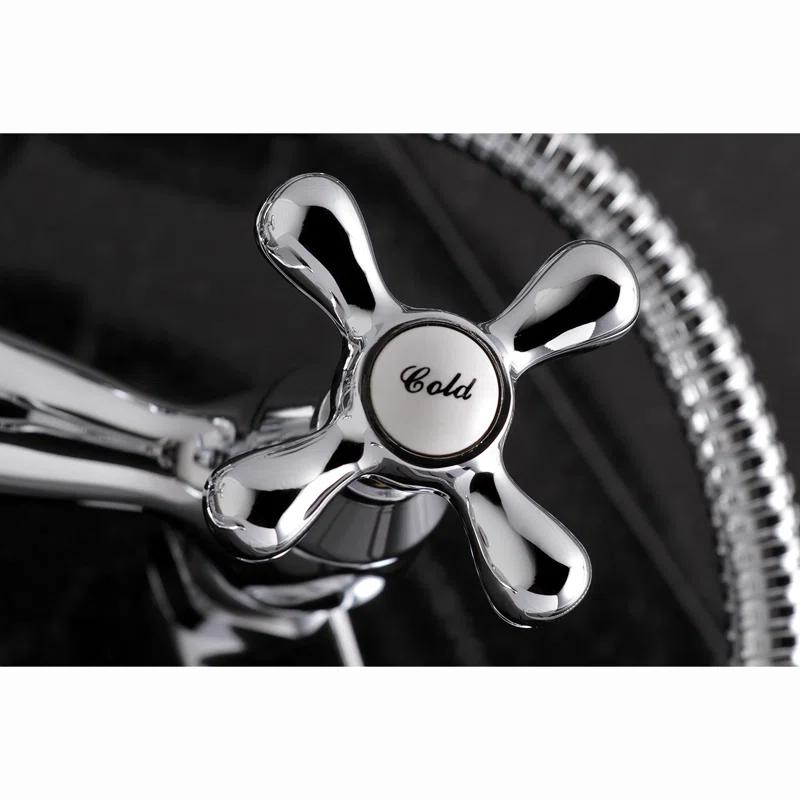 Kingston Brass Kingston Two-Handle 2-Hole Wall Mount Clawfoot Tub Faucet with Hand Shower