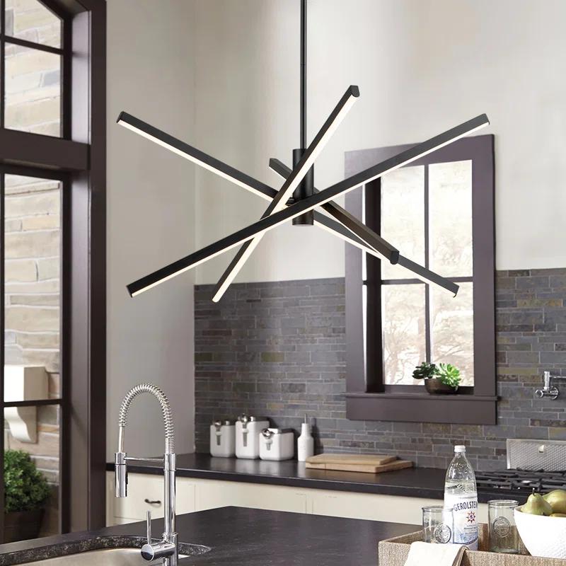 Wade Logan® Athiran Aluminum Dimmable LED Modern Linear Chandelier