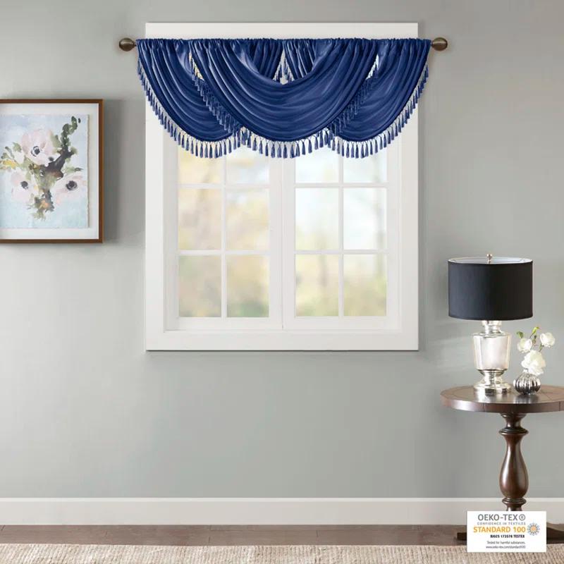 Madison Park Elena Faux Silk Waterfall Embellished 38'' W Window Valance