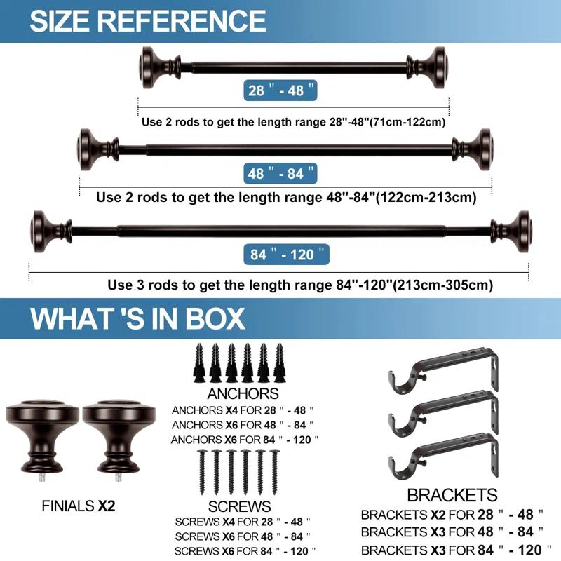Red Barrel Studio® Gottlieb Steel Adjustable Single Curtain Rod