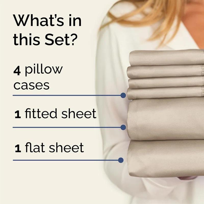 CGK Linens 6 Piece Soft & Cooling Solid Sheet Set - Wrinkle Free Luxury Bed Sheets