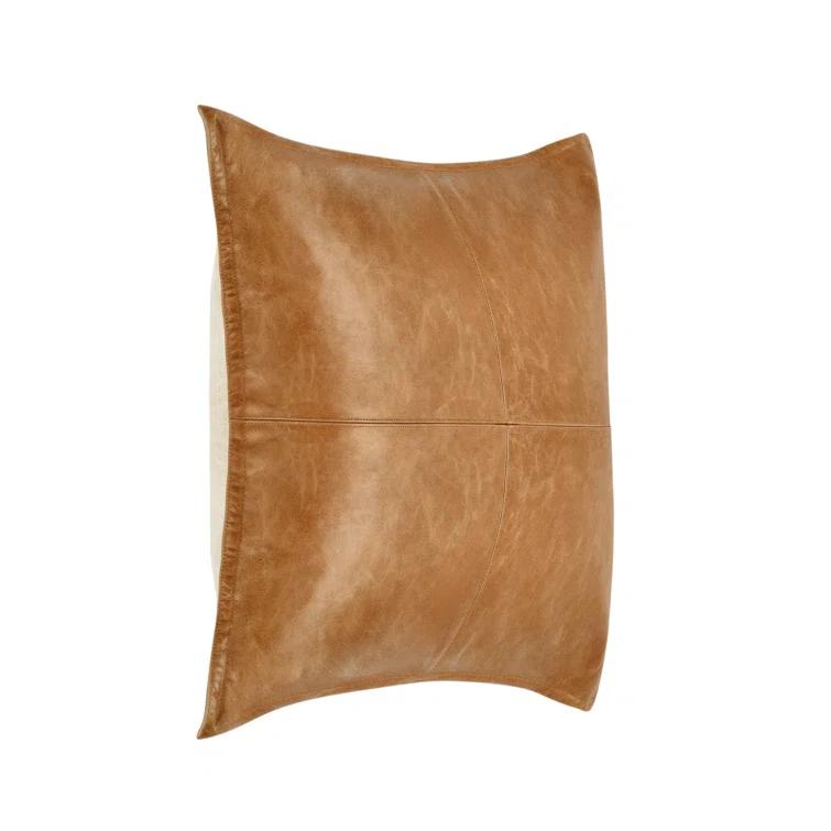 Cheyenne 22" Brown Genuine Leather Throw Pillow