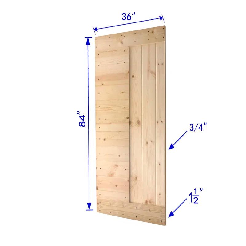 Mr. Wood L Series Paneled Wood Painted Barn Door without Installation Hardware Kit