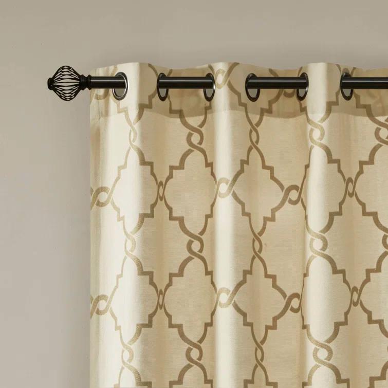Madison Park Fretwork Print Grommet Top Single Window Curtain Panel