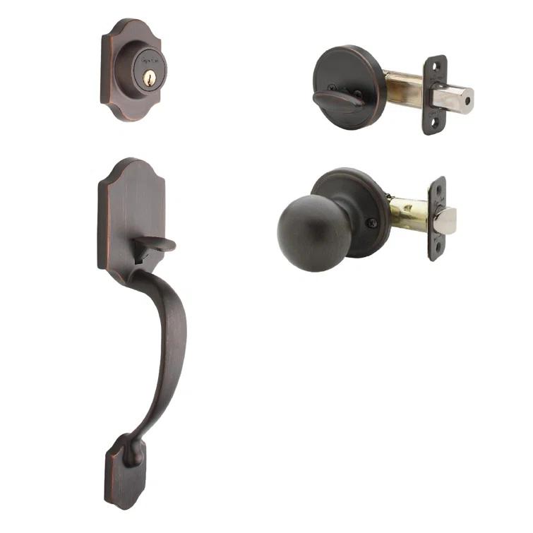 Copper Creek Copper Creek Handleset with Single Cylinder Deadbolt and Door Knob and Heritage Rosette