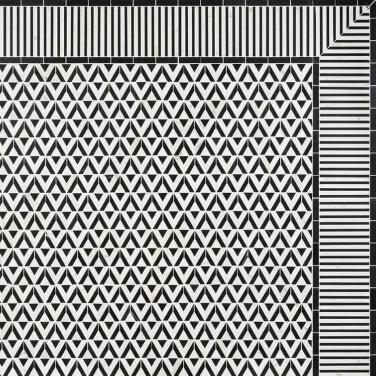 Bond Tile Florey Linear 7.87 in. x 8.31 in. Polished Marble Floor and Wall Mosaic Tile