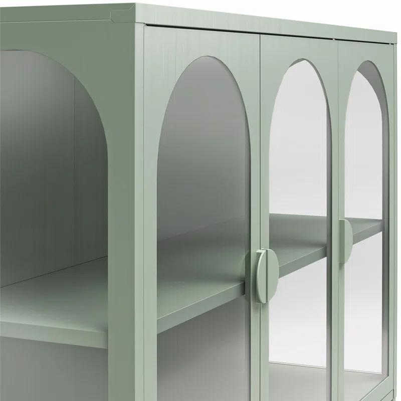 CosmoLiving by Cosmopolitan Chloe Metal Accent Cabinet With 3 Arched Glass Doors