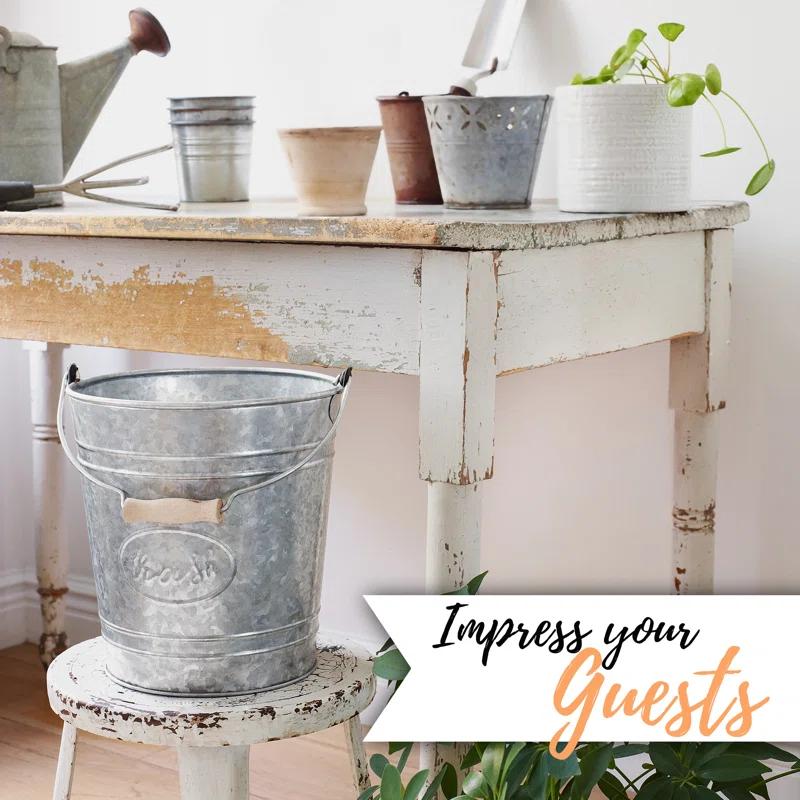 Autumn Alley Rustic Galvanized Trash Can Waste Basket 2 Gallon