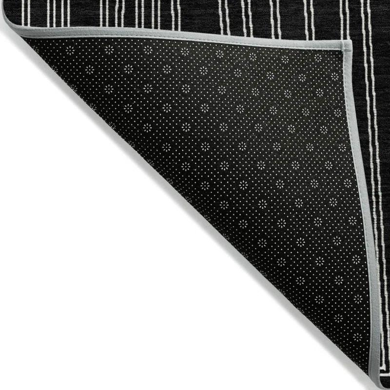 Machine Washable Indoor/Outdoor Chayden ACN1045 Black Rug
