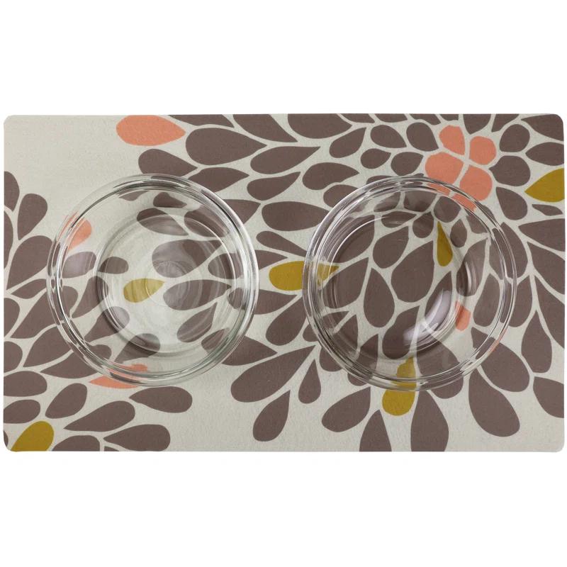 Pet Bowl Placemat, Feeding Mat For Dog & Cat - Thin, Absorbent, Waterproof, Machine Washable